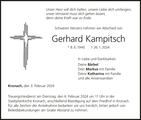 Anzeige von Gerhard Kampitsch von MGO