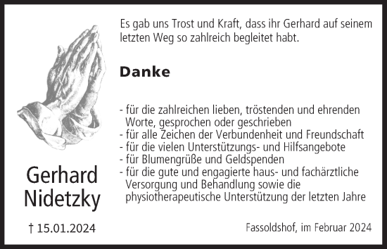 Anzeige von Gerhard Nidetzky von MGO