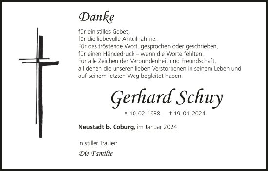 Anzeige von Gerhard Schuy von MGO