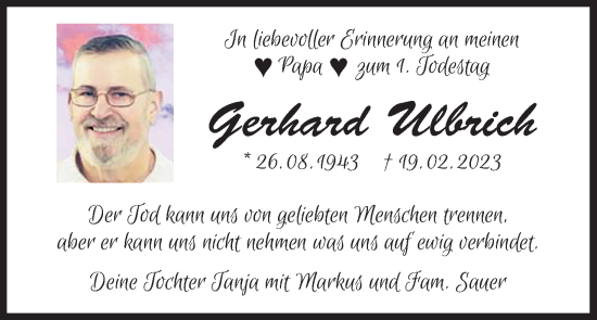 Anzeige von Gerhard Ulbrich von MGO