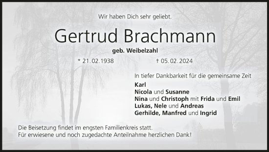 Anzeige von Gertrud Brachmann von MGO