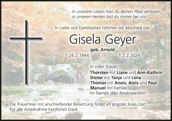 Anzeige von Gisela Geyer von MGO