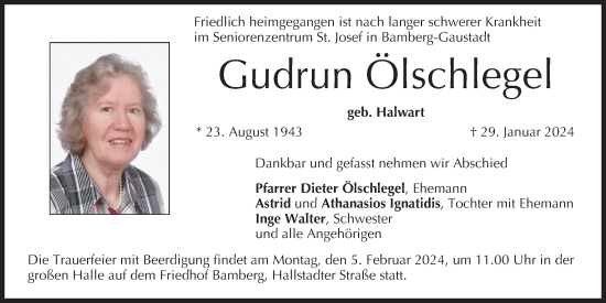 Anzeige von Gudrun Ölschlegel von MGO