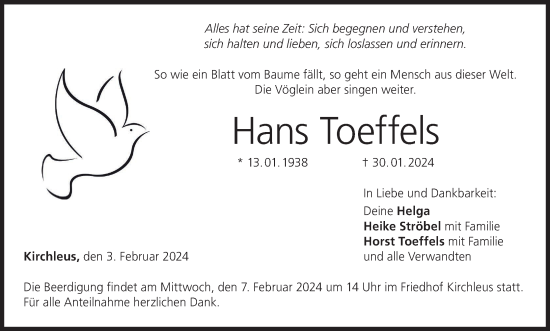 Anzeige von Hans Toeffels von MGO