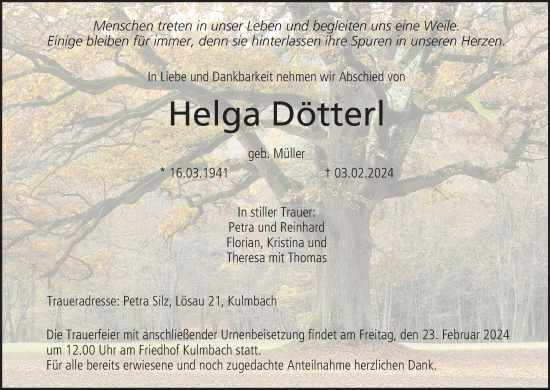 Anzeige von Helga Dötterl von MGO