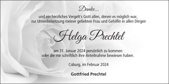 Anzeige von Helga Prechtel von MGO