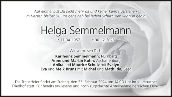 Anzeige von Helga Semmelmann von MGO