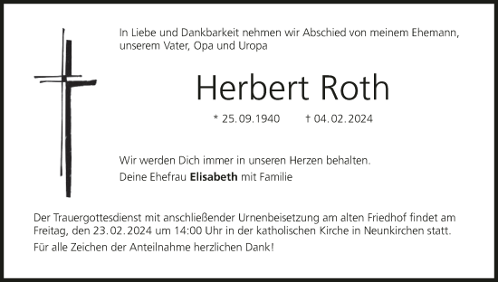 Anzeige von Herbert Roth von MGO