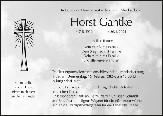 Anzeige von Horst Gantke von MGO