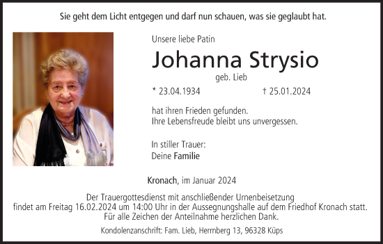 Anzeige von Johanna Strysio von MGO