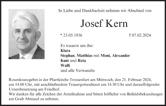 Anzeige von Josef Kern von MGO