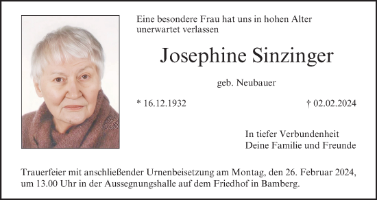Anzeige von Josephine Sinzinger von MGO