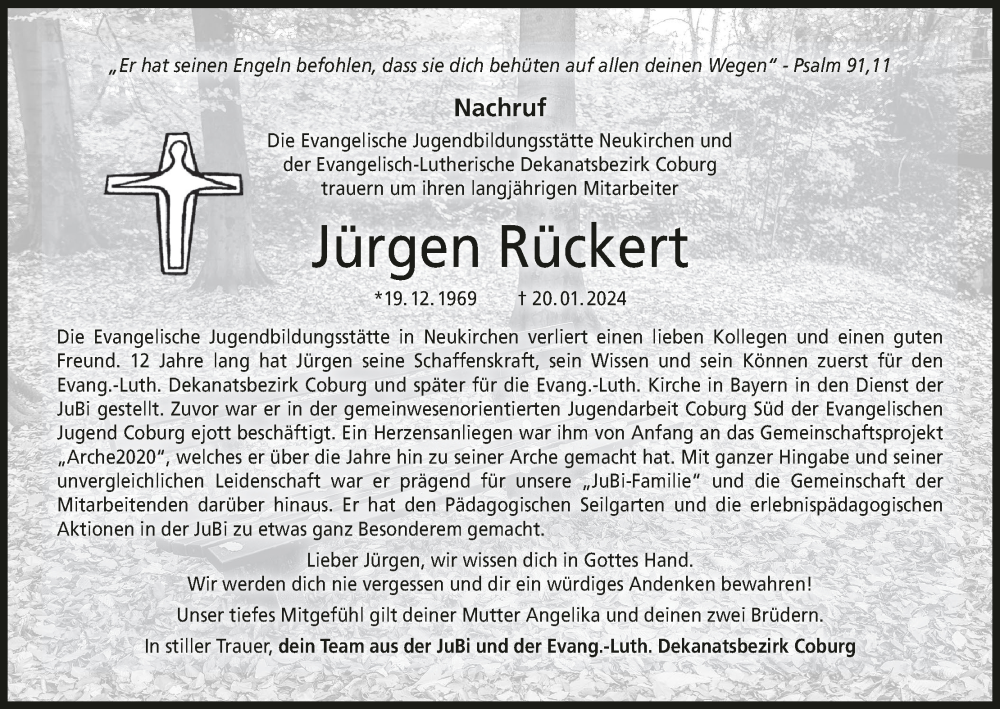  Traueranzeige für Jürgen Rückert vom 03.02.2024 aus MGO