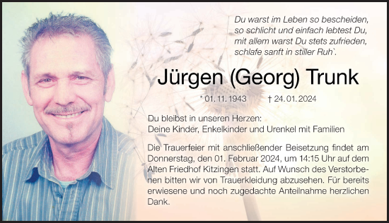 Anzeige von Jürgen Trunk von MGO