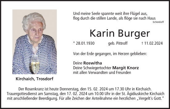 Anzeige von Karin Burger von MGO