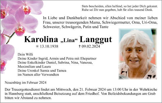 Anzeige von Karolina Langgut von MGO