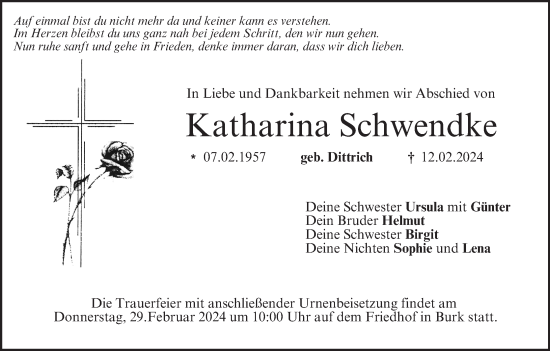 Anzeige von Katharina Schwendke von MGO