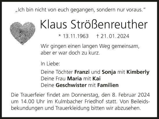 Anzeige von Klaus Strößenreuther von MGO