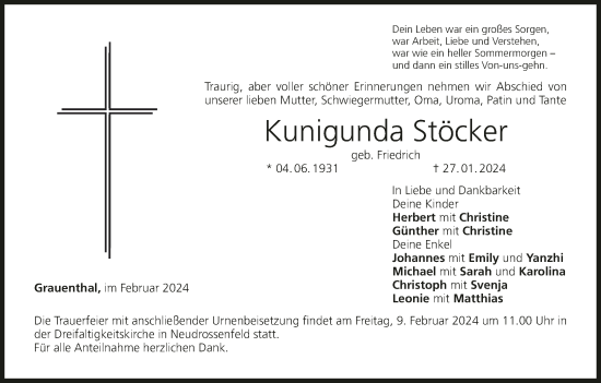 Anzeige von Kunigunda Stöcker von MGO