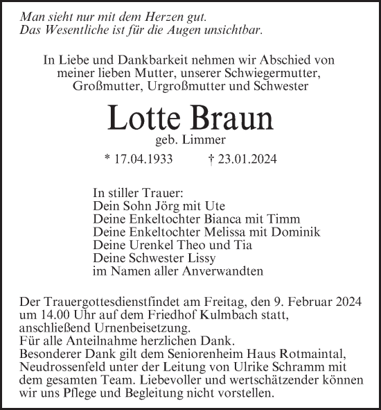 Anzeige von Lotte Braun von MGO