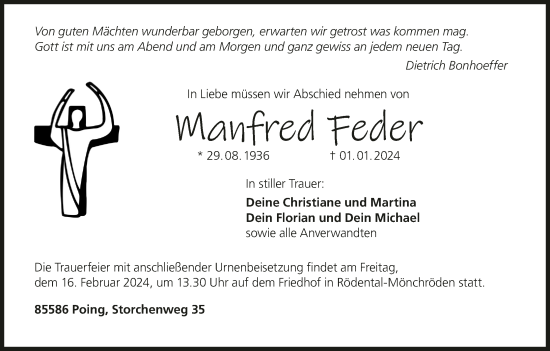 Anzeige von Manfred Feder von MGO