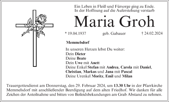 Anzeige von Maria Groh von MGO