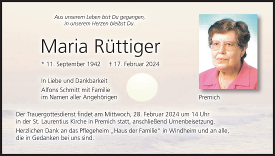 Anzeige von Maria Rüttiger von MGO
