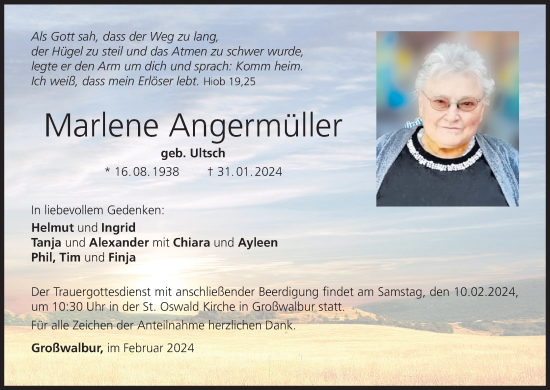 Anzeige von Marlene Angermüller von MGO