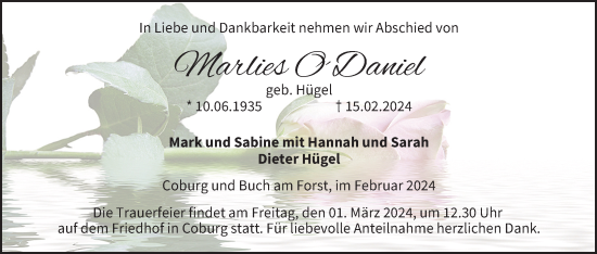 Anzeige von Marlies O Daniel von MGO