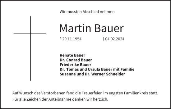 Anzeige von Martin Bauer von MGO