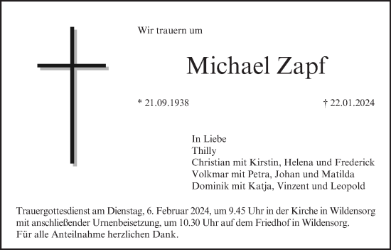Anzeige von Michael Zapf von MGO