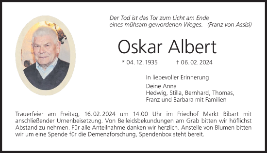Anzeige von Oskar Albert von MGO