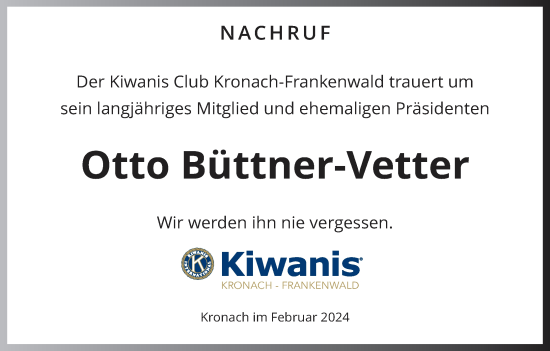 Anzeige von Otto Büttner-Vetter von MGO