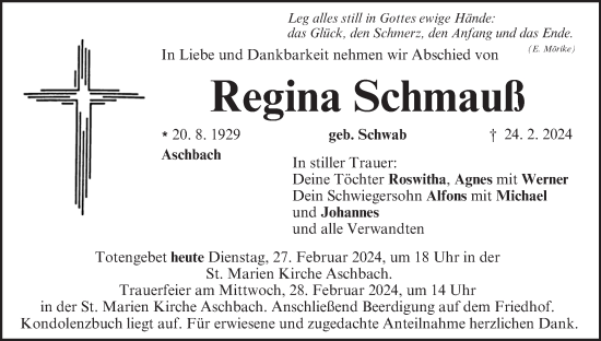 Anzeige von Regina Schmauß von MGO