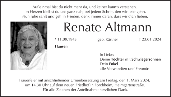 Anzeige von Renate Altmann von MGO