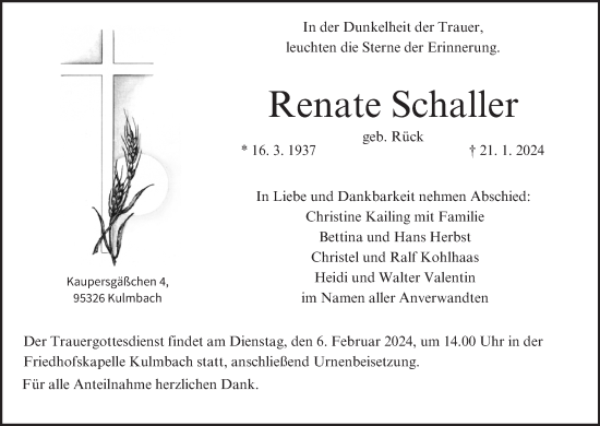 Anzeige von Renate Schaller von MGO