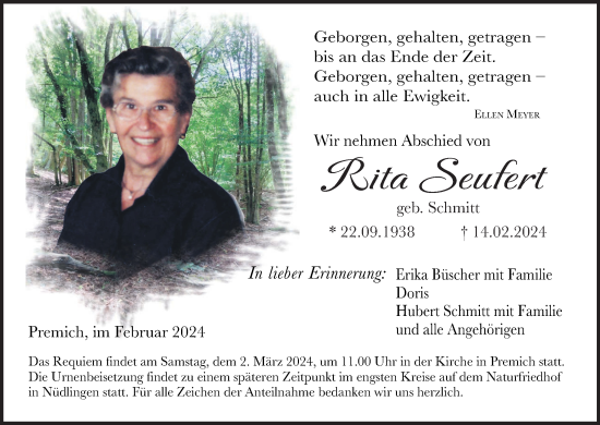 Anzeige von Rita Seufert von MGO