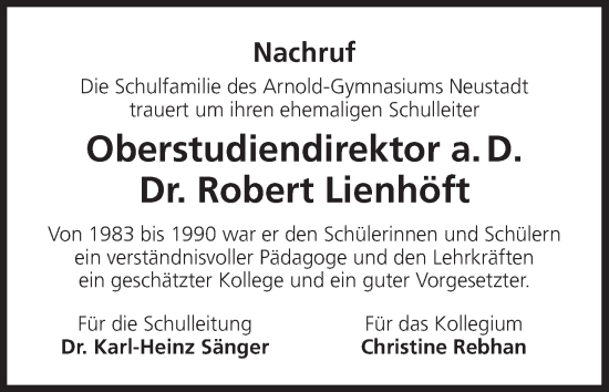 Anzeige von Robert Lienhöft von MGO