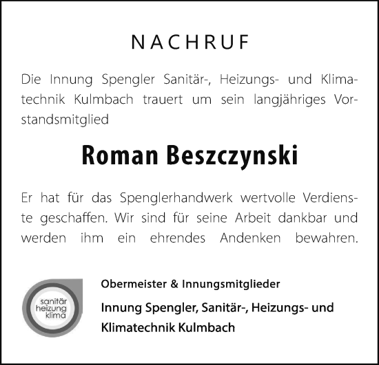Anzeige von Roman Beszczynski von MGO