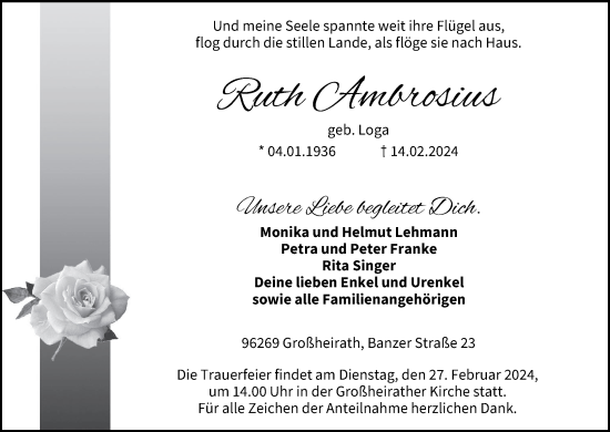 Anzeige von Ruth Ambrosius von MGO