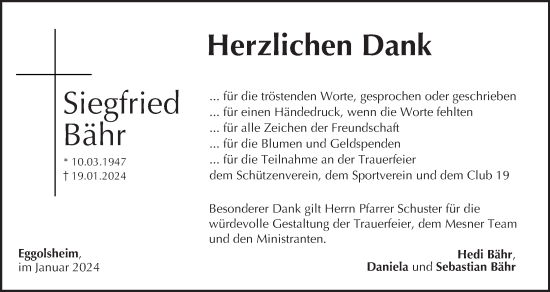 Anzeige von Siegfried Bähr von MGO