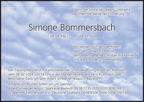 Anzeige von Simone Bommersbach von MGO