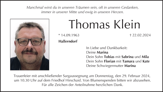 Anzeige von Thomas Klein von MGO