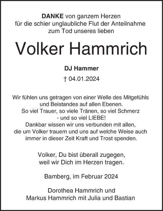 Anzeige von Volker Hammrich von MGO