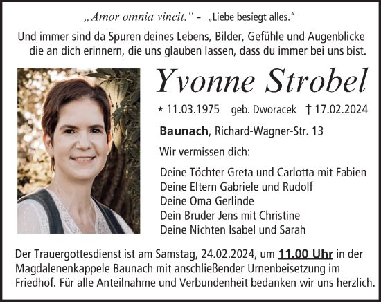 Anzeige von Yvonne Strobel von MGO