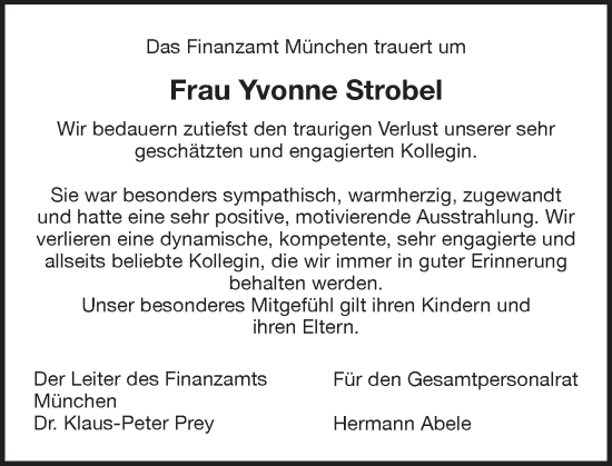 Anzeige von Yvonne Strobel von MGO