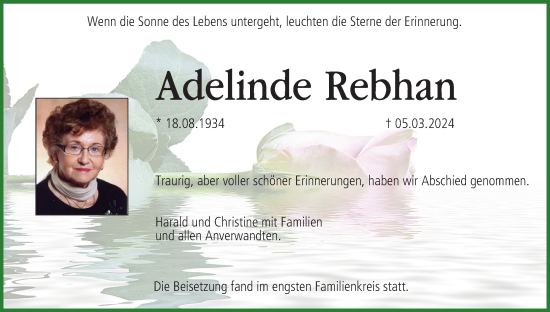 Anzeige von Adelinde Rebhan von MGO