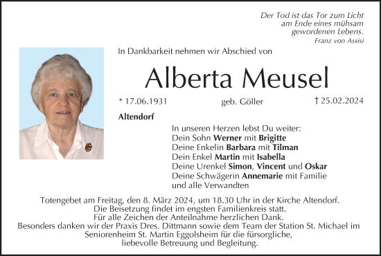 Anzeige von Alberta Meusel von MGO