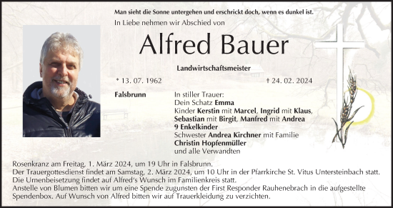 Anzeige von Alfred Bauer von MGO