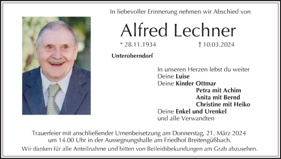 Anzeige von Alfred Lechner von MGO